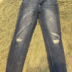 Judy Blue size 28 gently used distressed ankle jeans